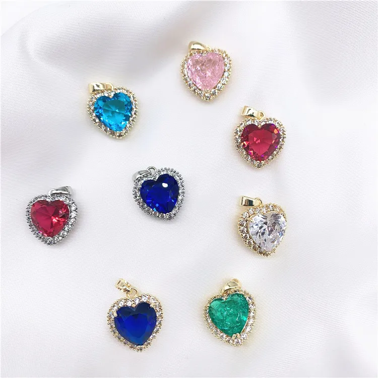 

SP High Quality 18K Gold Filled Zircon Heart Shape For Necklace Jewelry Gift