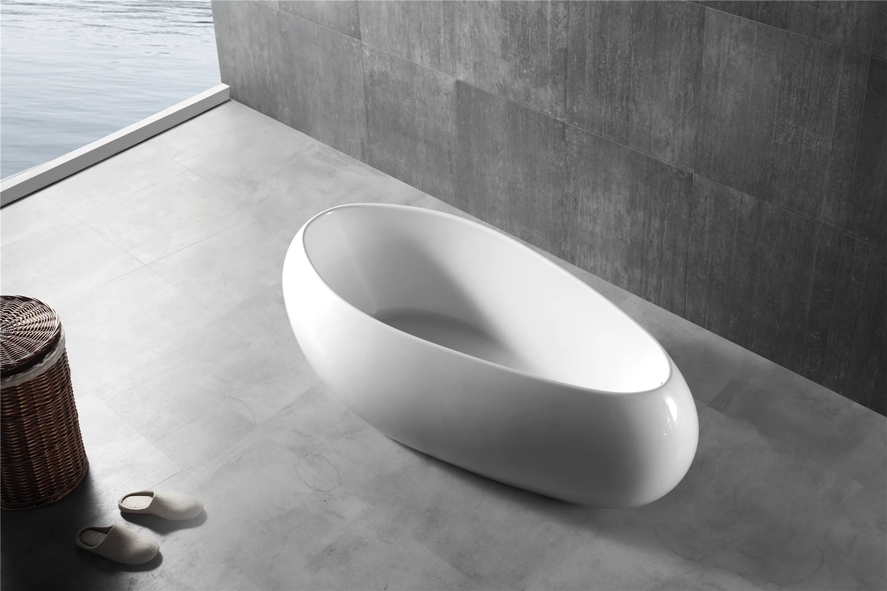 Modern solid surface bathtub, resin stone freestanding bath tub