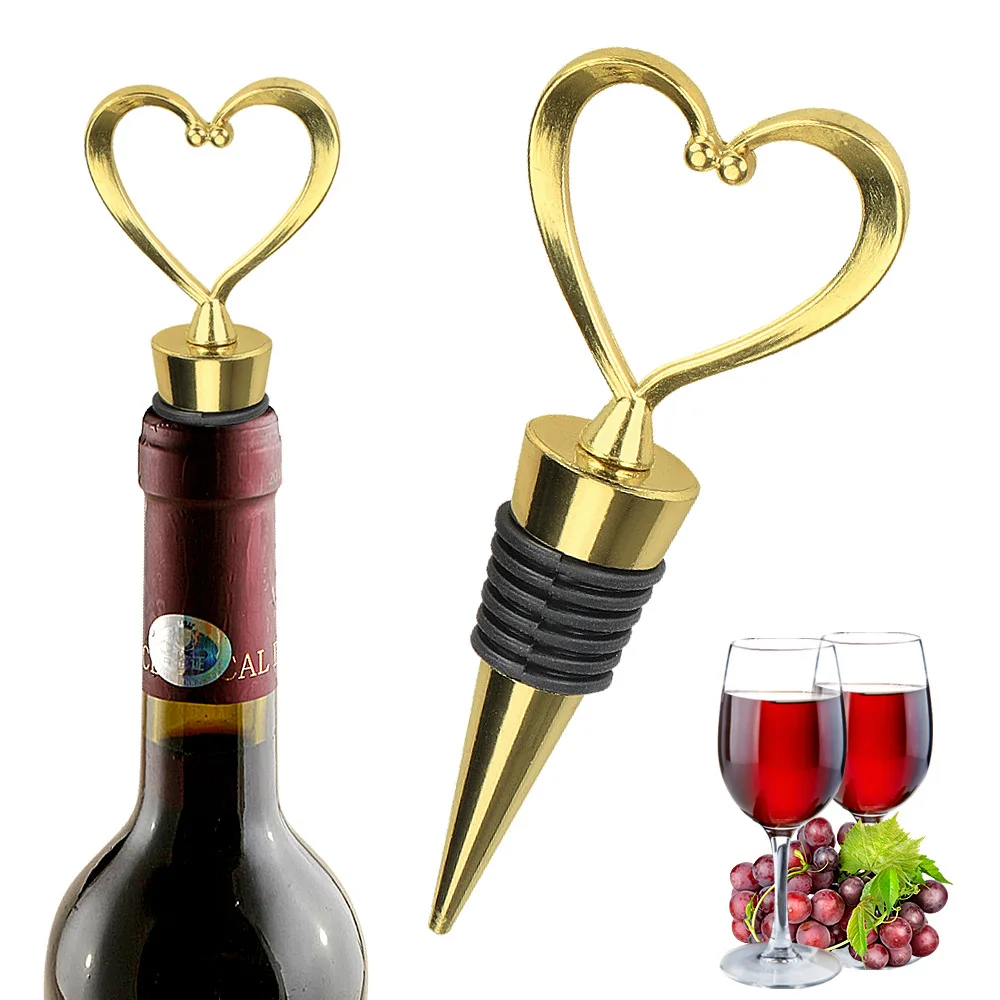 

HJH188 Stainless Steel Heart Wine Vacuum Stopper Bar Kitchen Accessories Sealed Plugger Champagne Stopper Silicone Wine Stoppers
