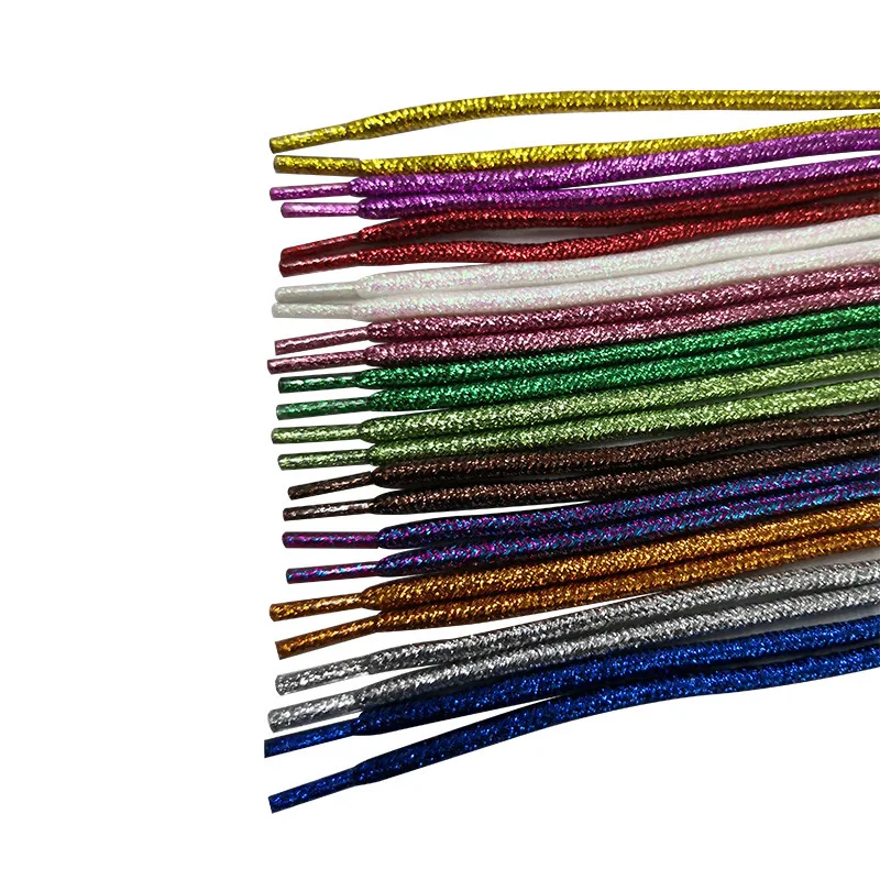 

Round Glitter Shoelaces of sneakers CircularColorful Metallic Shiny gold silver sports Shoe laces