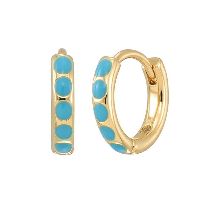 925 sterling silver earrings enamel oil drop turquoise color gold plated hoop earrings for women silver earring