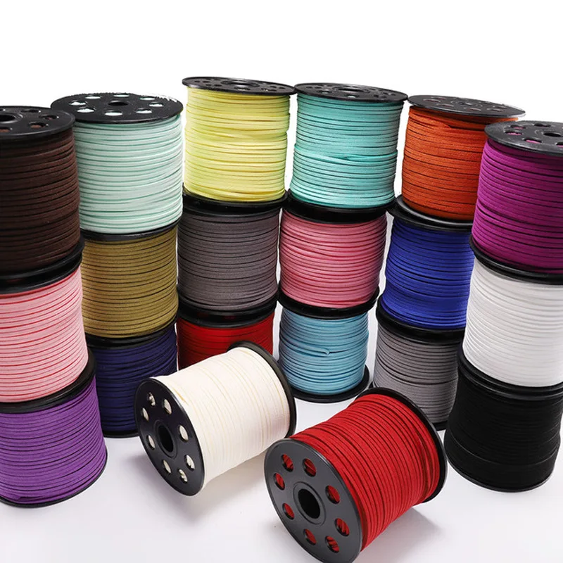 

Wholesale 3mm flat leather cord jewelry making bracelet materials faux suede cord, Picture