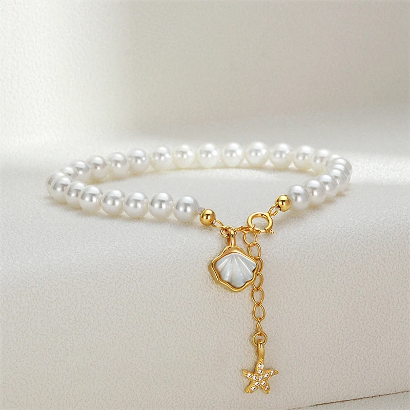 

925 Sterling Silver freshwater natural pearl shell female bracelet for girlfriend valentine's day