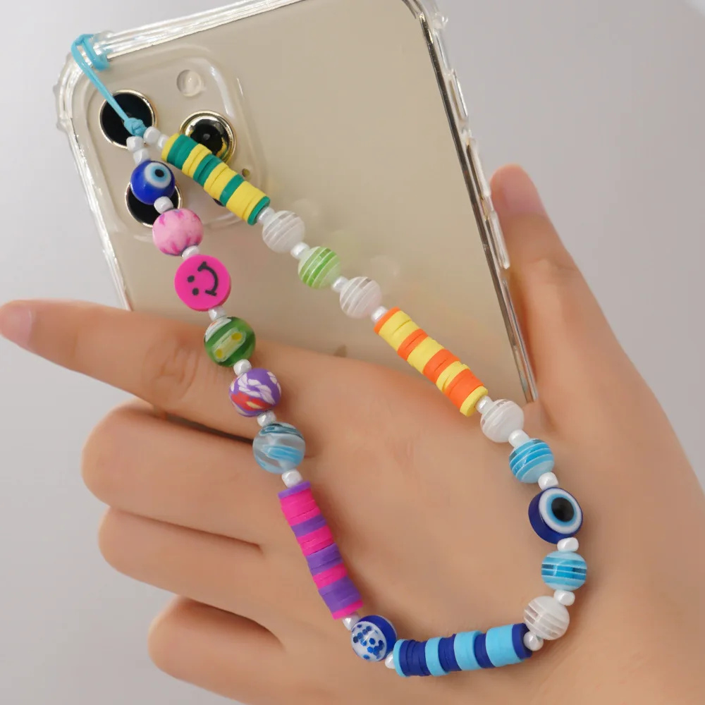 

Beaded Phone Strap Lanyard Wrist Strap Rainbow Cute Anti-Lost Beaded Mobile Phone Lanyard, Please choose the pictures