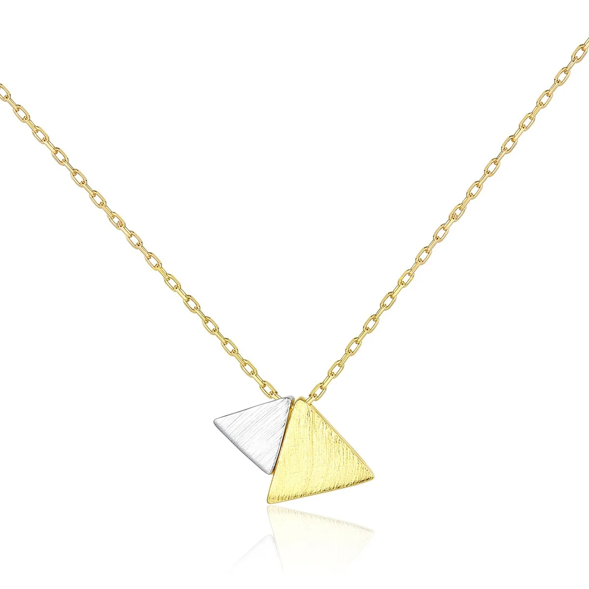 

Simple Design 925 Sterling Silver Jewelry Two Pieces Triangle Necklace for Girls