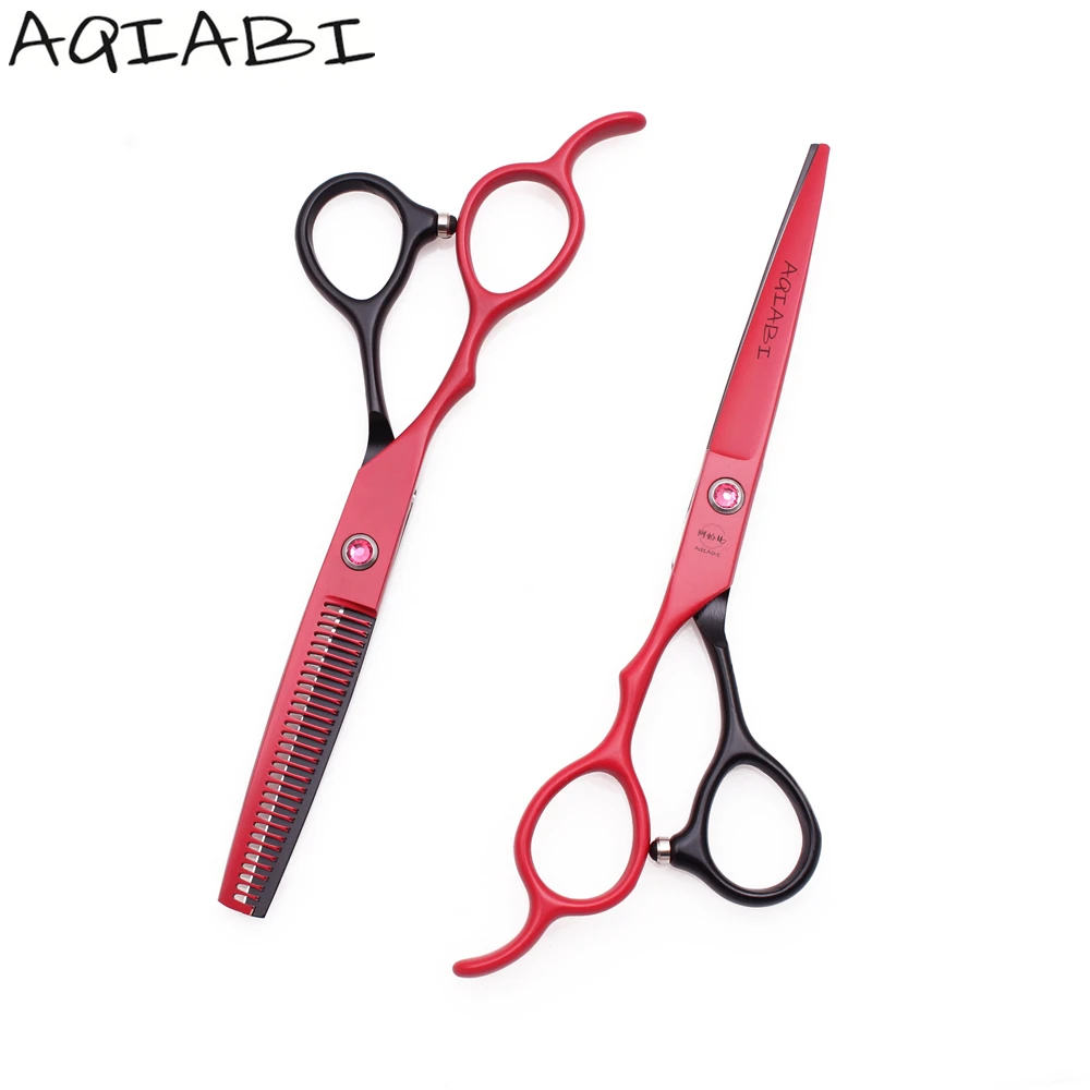 

Left-Hand Hairdressing Scissors 5.5'' 6" JP Steel Cutting Shears Thinning Shears Hair Scissors Red&Black A8001, Black&red