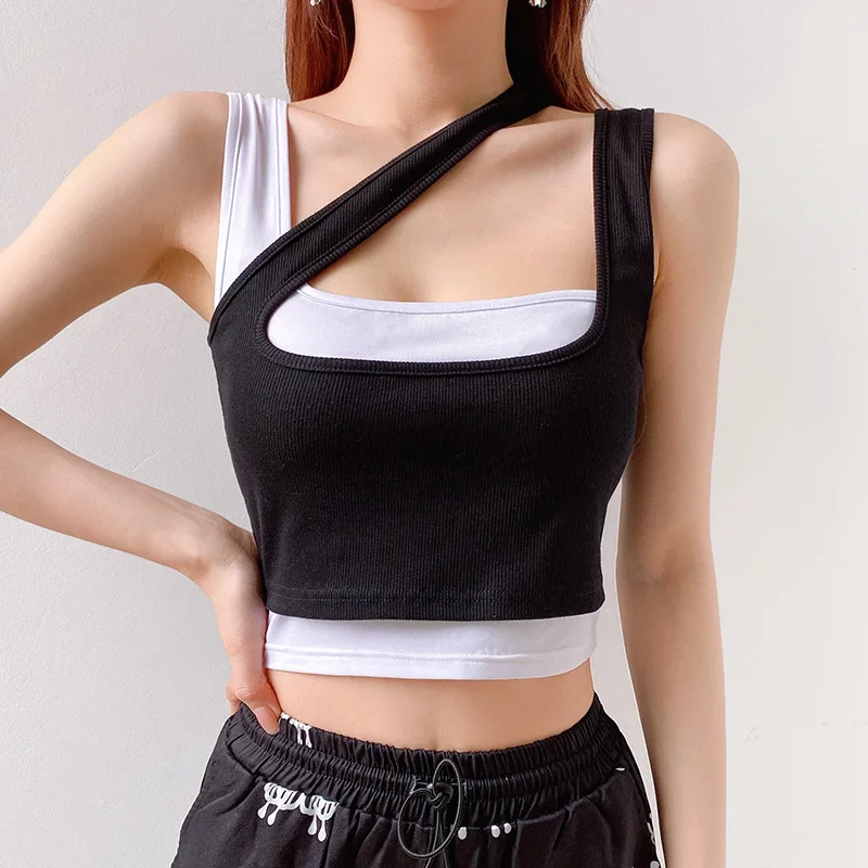 

FS2881A Trendy contrast color tank tops sexy women clothes