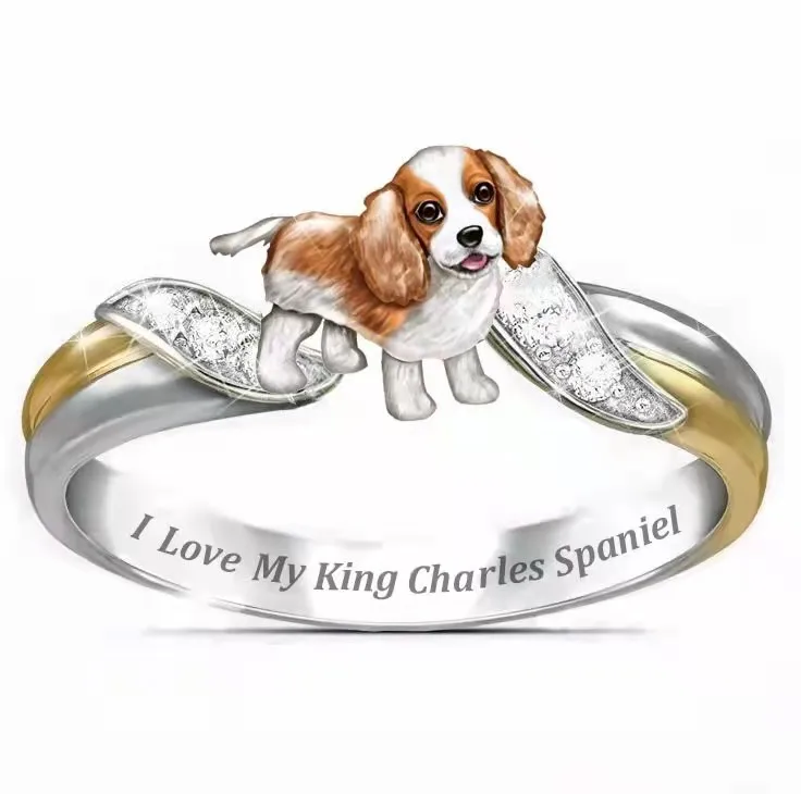 

New cute dog ring jewelry set animal ring women and children cute ring