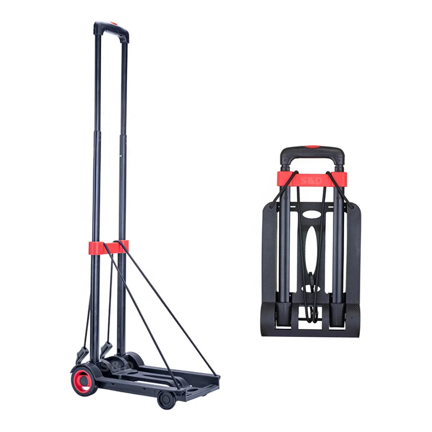
Compact mini steel promotion telescopic handle lightweight folding portable shopping retractable luggage hand trolley cart truck 
