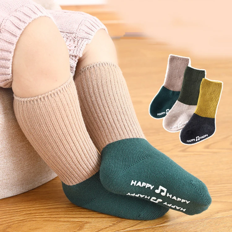 

Organic Pure Cotton Socks Knee High Non Slip Baby Pattern Socks Kids, As picture shows