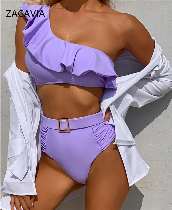 

Zacavia 2021 Summer Beach Ladies Ruffled Swimsuit Sexy Bikini, Picture showed
