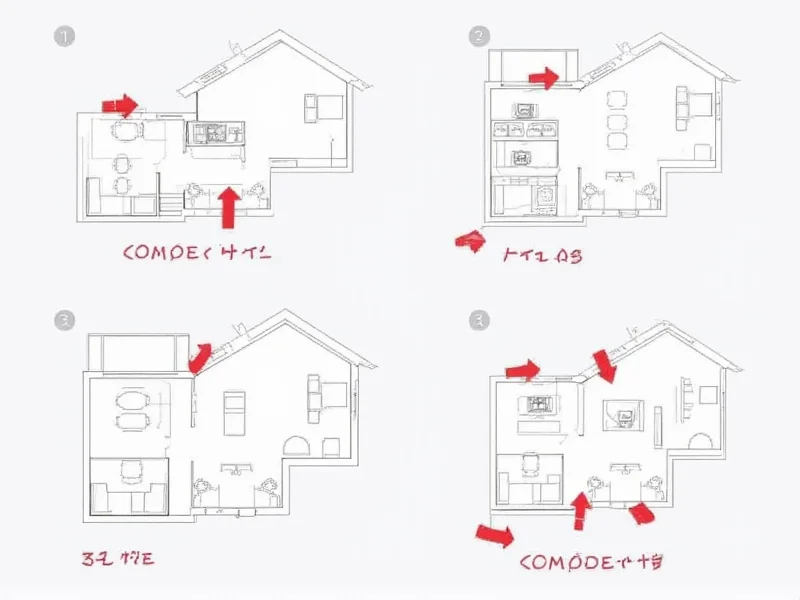 Step-by-step diagram showing sensor placement in home layout
