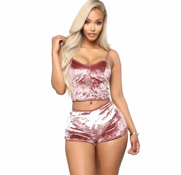 
Wholesale Woman Hot Bamboo Velvet Fabric Sexy Nighty Sex Sleepwear Pajamas Set 