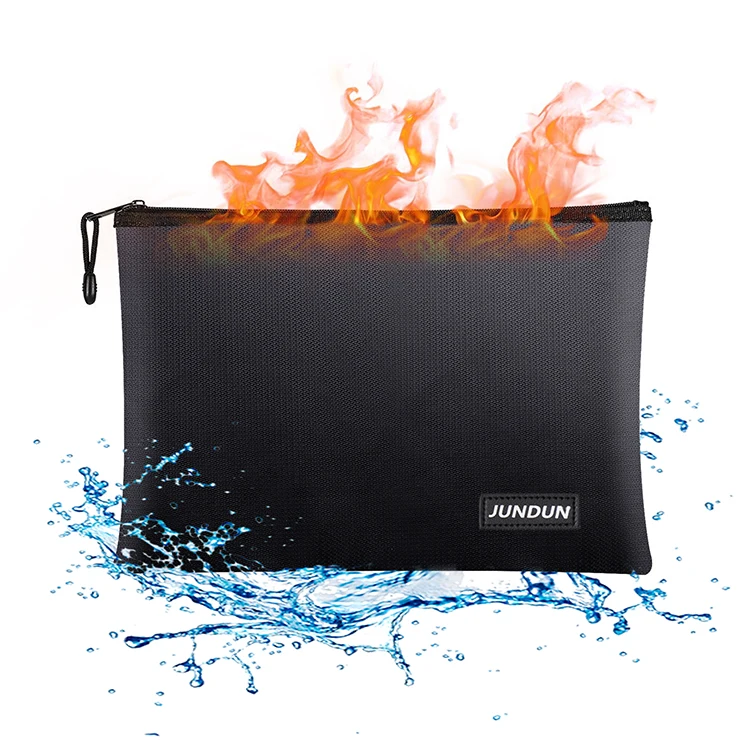 

Hot Selling New Style Top Quality 100% Fiberglass Fireproof and Waterproof Document Money Bag, Balck,customized color