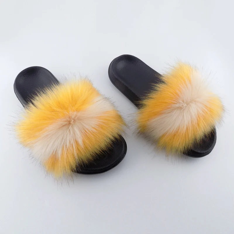 

2020 new multi color faux fur slippers slide USA