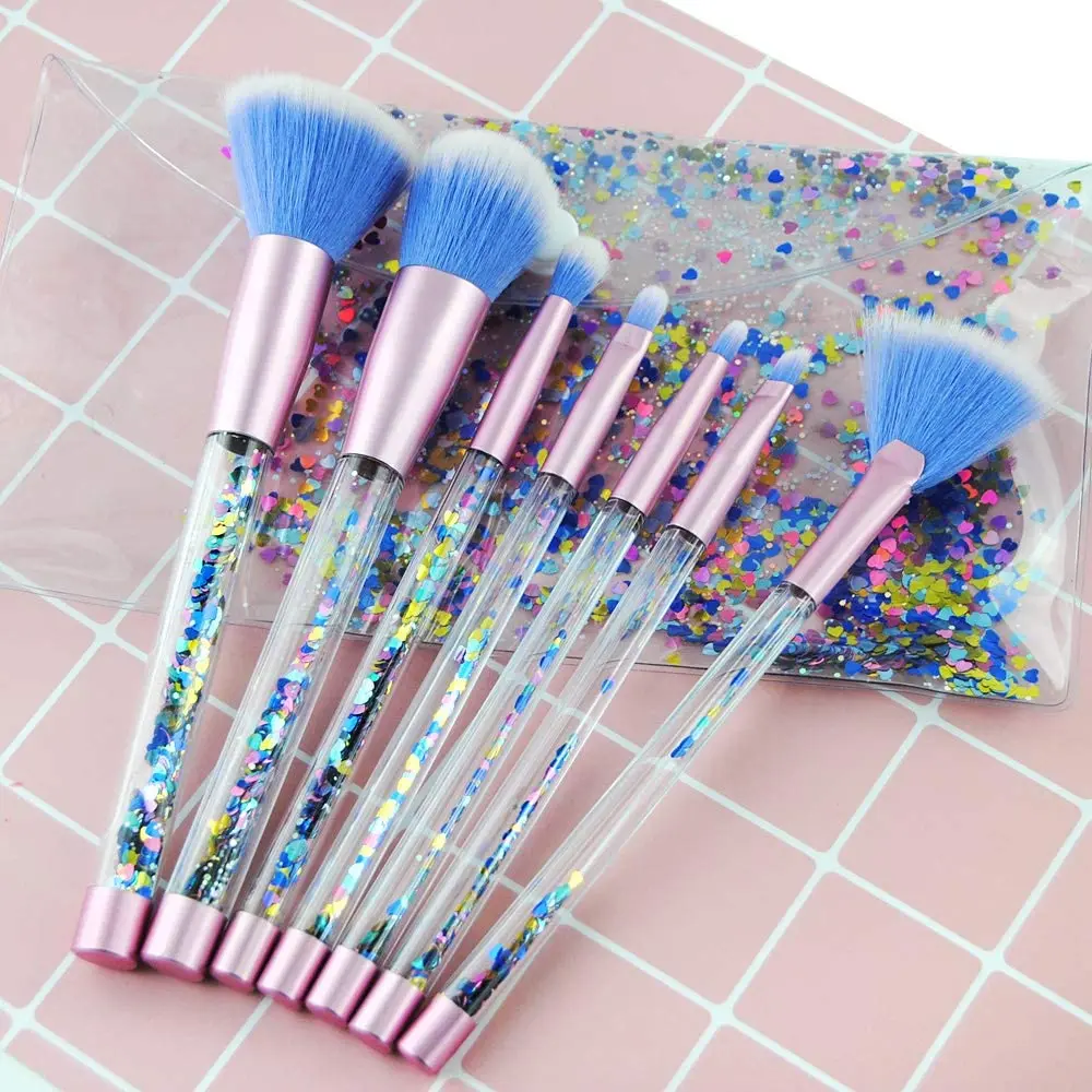 

China Manufacture Blue Quicksand Crystal Glitter Sprinkle Makeup Brushes, Customized color