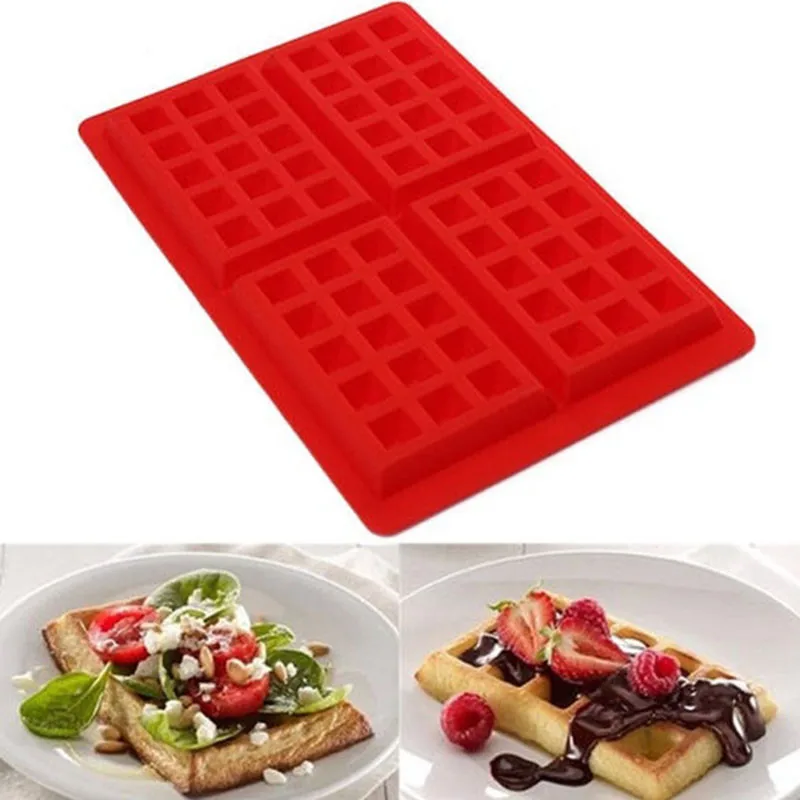 

DIY 4 Hole Waffle Mold Silicone Cake Waffle Mold Bakery Tool Keep Pressure Baking Cake Tool