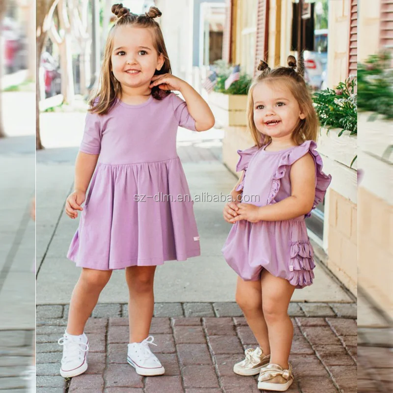 

Wholesale Children Boutique Clothing candy color Princess Dress twirl girls short sleeve dress for toddler girl, Solid color,printed,candy color