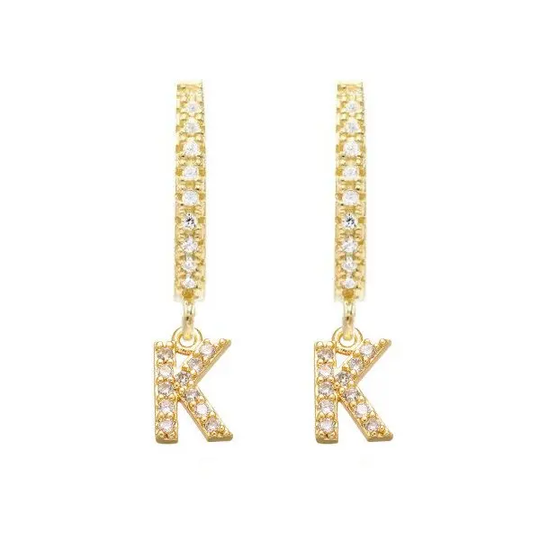 

Volume Supply 925 Sterling Silver 18k Gold Plated Jewelry Letters K Earrings For Women