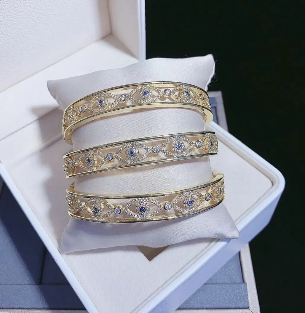 

blue zircon clear stone bracelet banges for woman evil eye evileye cuff zircon luxury party jewelry