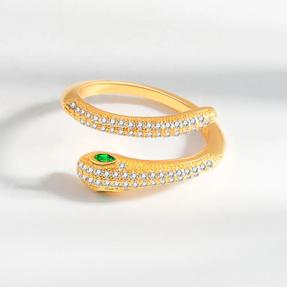 

Creative Delicate Full Of Diamonds Green Eyes Cute And Smart Snake Opening Ring Index Finger Ring Simple Temperament