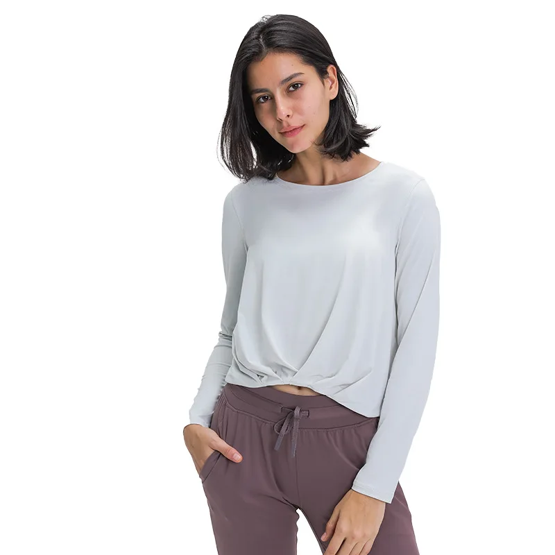 

Autumn and winter fold yoga long-sleeved loose leisure outdoor sports fitness tank top women