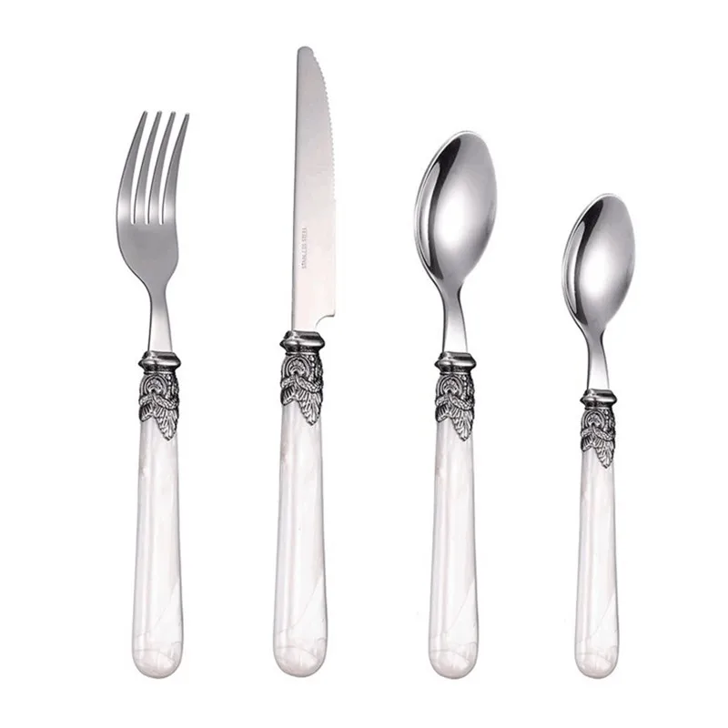 

Solhui Vintage Stainless Steel Flatware Knife, Fork and Spoon Set Palace Wedding Style
