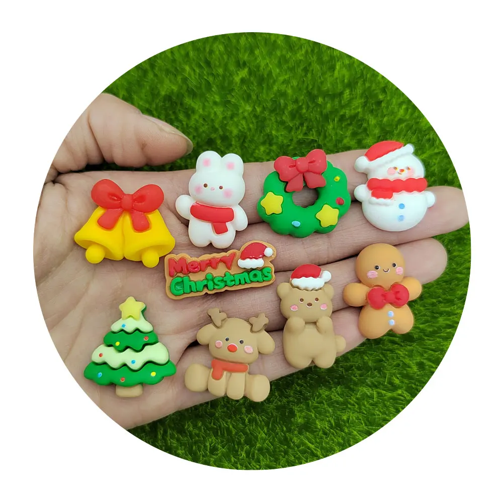 

Resin Cabochons Christmas Theme Snowflake Snowman For Shoes Croc Charms DIY Crafts Jewelry Pendant