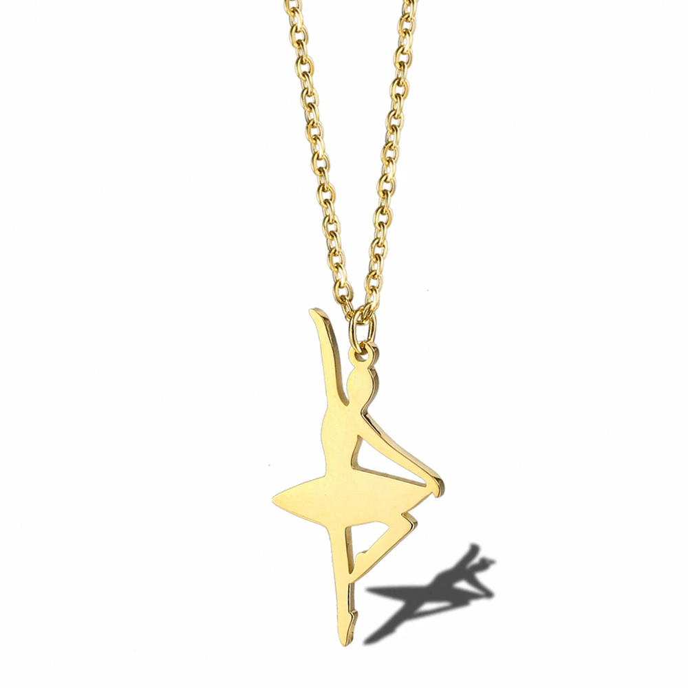 

Stainless Steel Simple Jewelry 18K Gold Dancing Ballerina Villain Female Fashion Clavicle Necklace