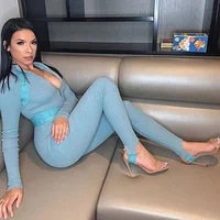 

Skinny women long sleeve pullover jumpsuit 2019 latest autumn famale jumpsuit with long pencil pants