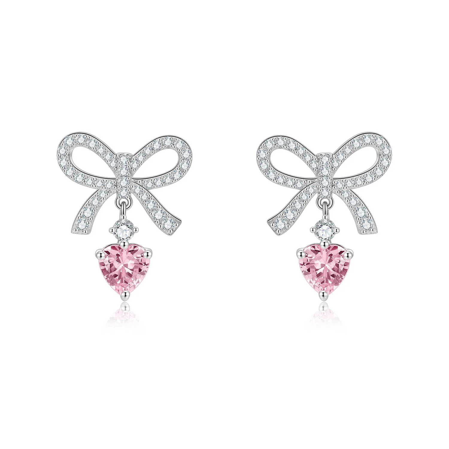 

OEM&ODM Vana Jewelry Wholesale Pink Heart Earings 925 Sterling Silver Butterfly Knot Stud Earrings