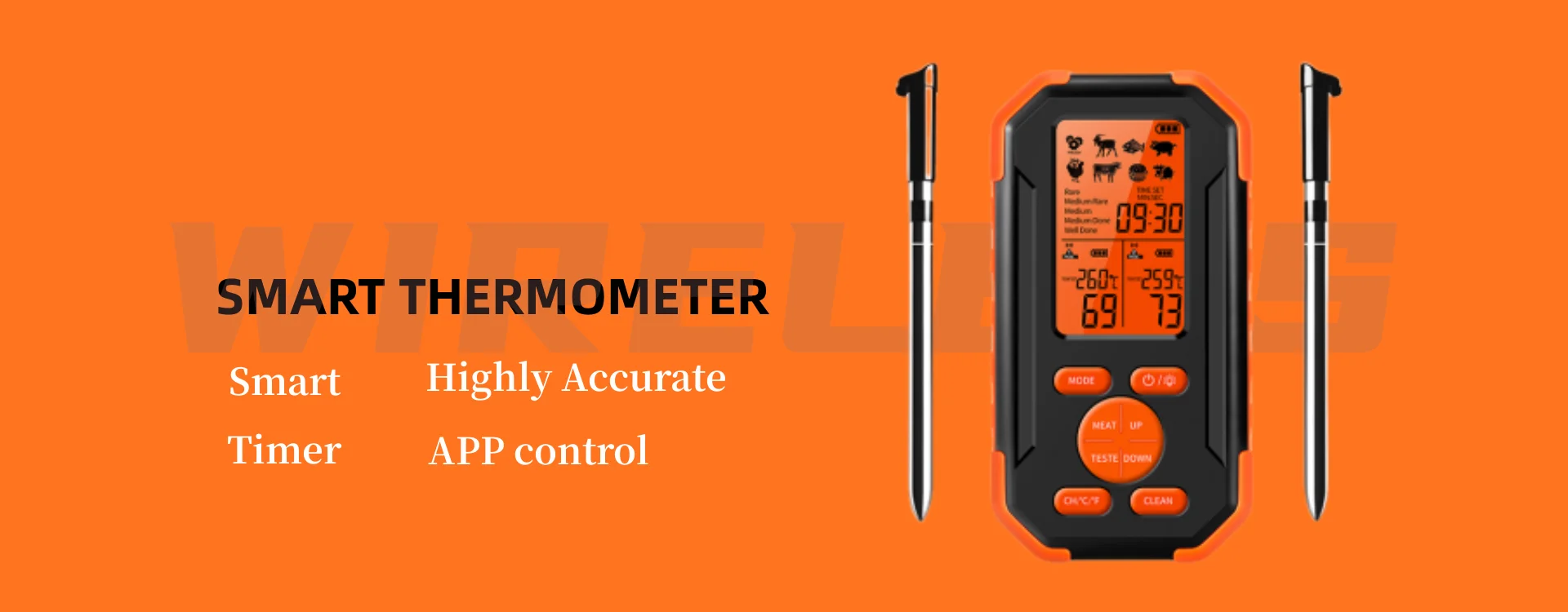 Wireless Bluetooth Food Thermometer Connected with APP on The Phone  Supporting 6 Probes - China BBQ Thermometer, Grill Thermometer