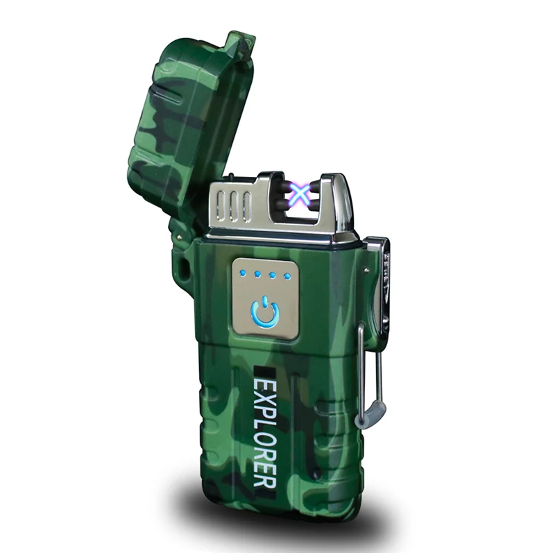 2019 New advanced outdoor touch induction switch waterproof battery display electric double arc plasma lighter