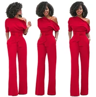 

Amazon New Hot style plus size trousers custom palazzo pants Long jumpsuit women solid rompers one piece wide leg pants women