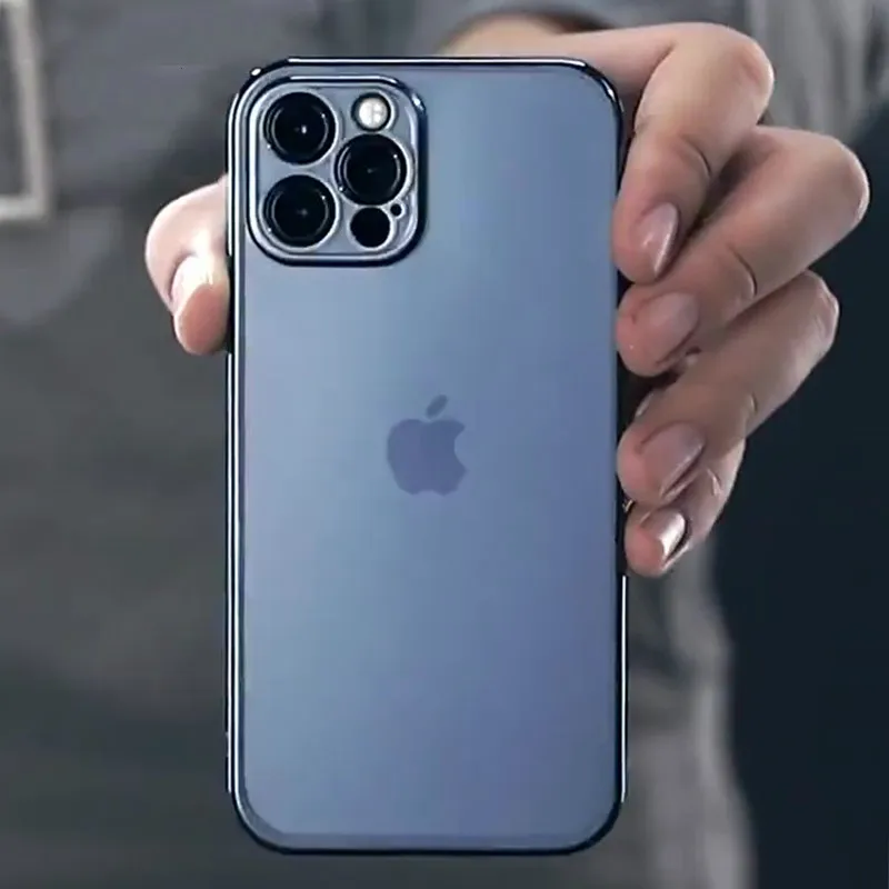 

Shockproof Plating Frame Clear Phone Case For iPhone 13 11 Pro Max 12 Mini XS XR X 7 8 Plus SE 2020 Matte Thin Transparent Cover