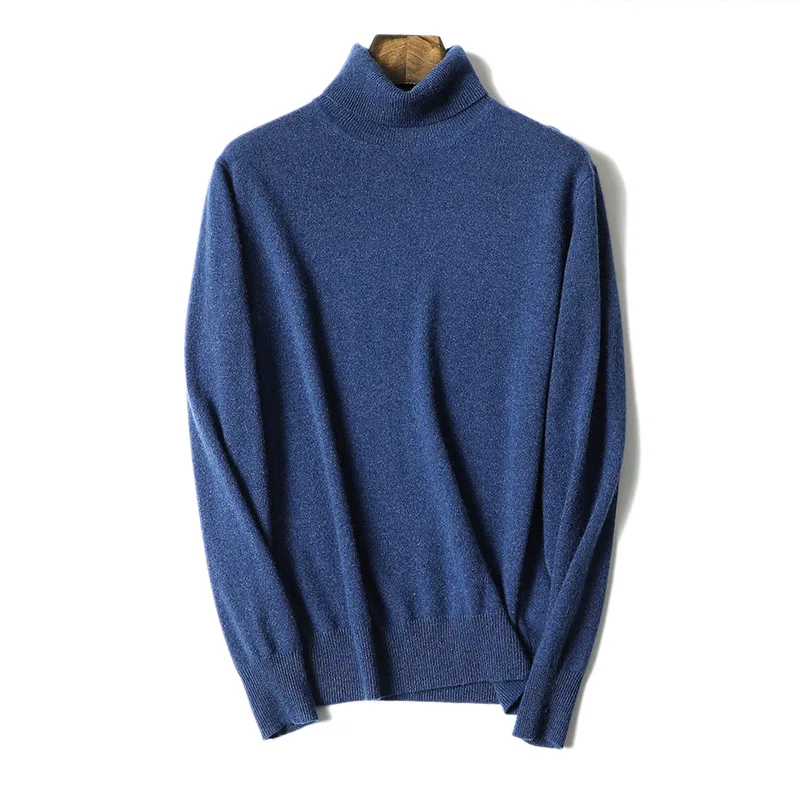 

Pure cashmere sweater men's turtleneck casual pullover sweater mens solid color slim 100% cashmere sweater for man