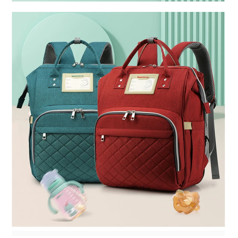 

Wholesale Multifunction Water-Resistant Nappy Bag Diaper Bag Mommy Baby Backpack With 3cm Changing Pad, Customized color