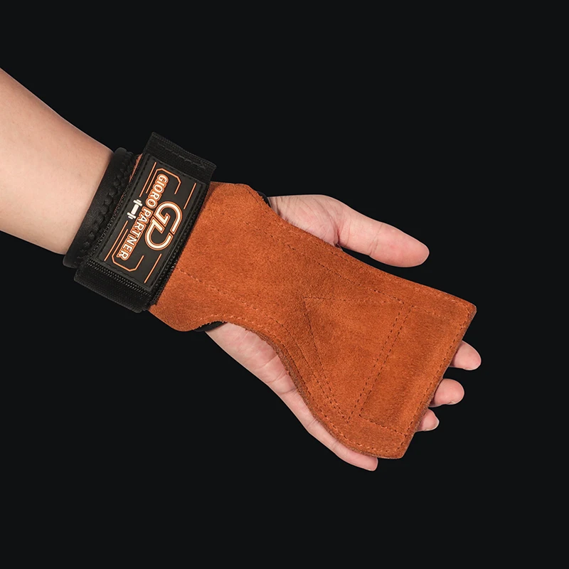 

Cowhide Leather Palm Protector Gym Weight Lifting Gym Gloves Cross Training Hand Grip Wrist Strap