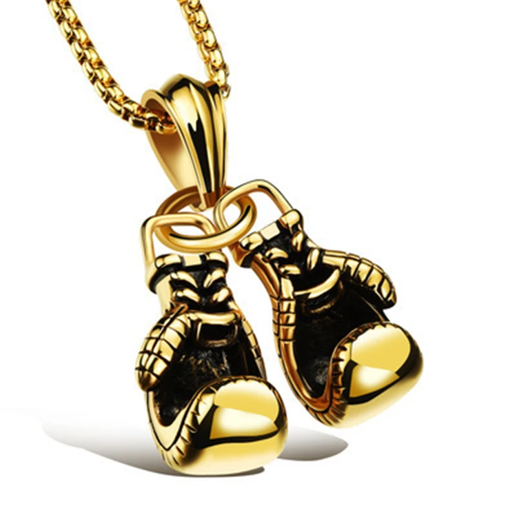 

Hips Hops Personalized Stainless Steel Exercise Double Fists Necklace Double Boxing Gloves-shaped Pendant Necklace for Women, Gold;black;silver