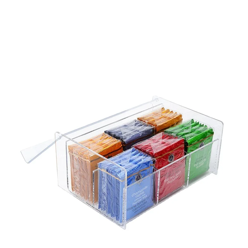 

Wholesale Customized Clear Acrylic Organizer Tea Box With 4 Compartment