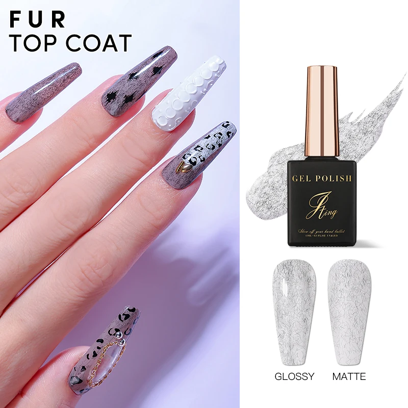 JTING Hot Popular Non Wipe Fur Top Coat Gel Nail Polish clear OEM ODM Functional Top Coat Gel Polish Customize Bottle