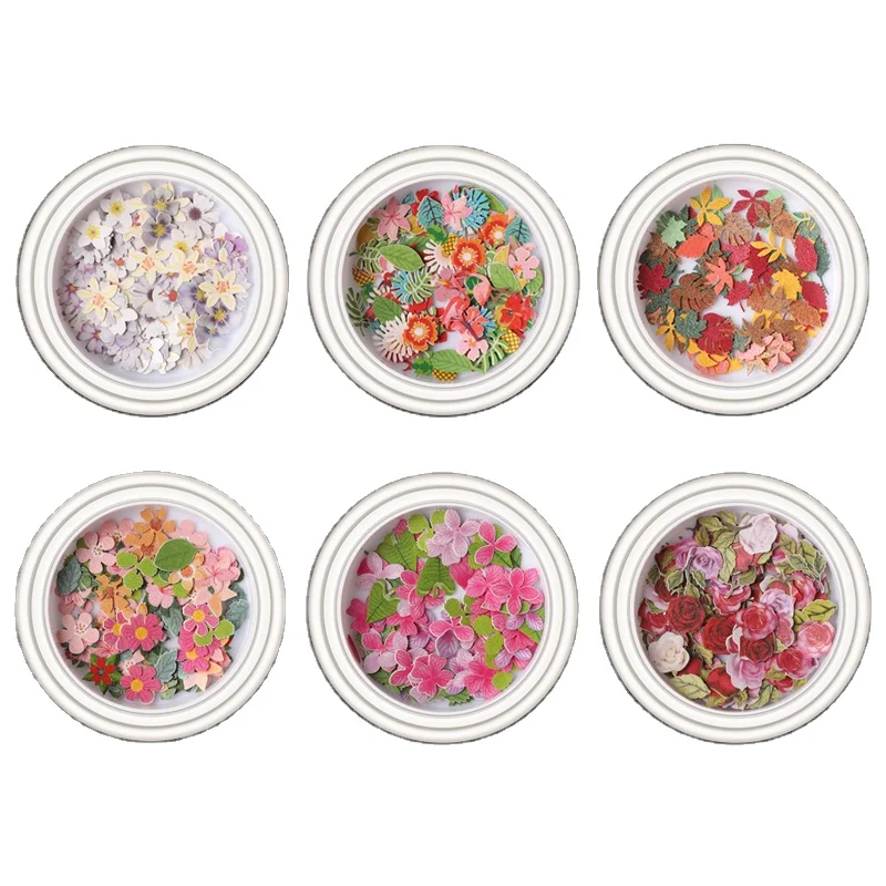 

New product wood pulp material mixed colors sequins leaf nail art DIY flower nail sequins, Mixed color