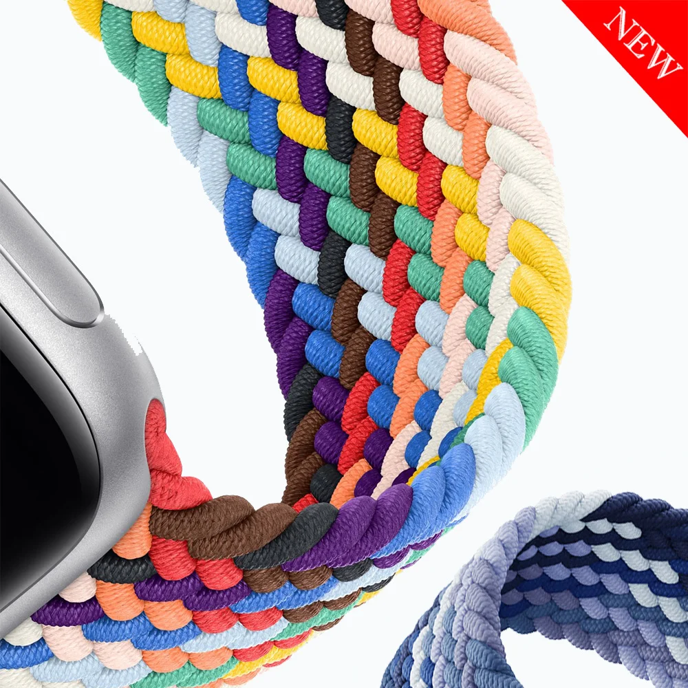 

Elastic Nylon loop Braided Strap for Apple Watch 7 SE 6 5 4 3 Band 41mm 45mm 44mm 40mm 38mm 42mm for iwatch series 2 sport bands, As picture shows