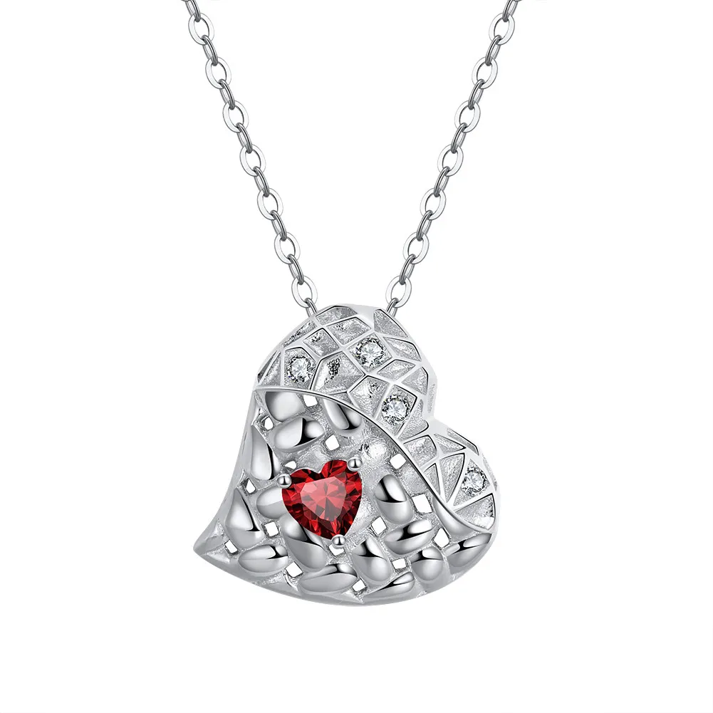 

Fine Jewelry Mother's Day Collection Cubic Zircon 925 Sterling Silver Hear Pendant Necklace Crystal Heart Necklace