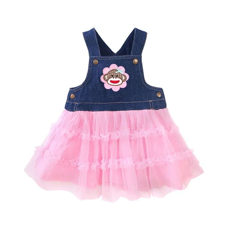 

NEW Model Girl Dress FITBEAR Brand Jeans Dress with Lace Sleeveless Design Children Wears Casual Girls Dress Names with Pictures, Picture shows