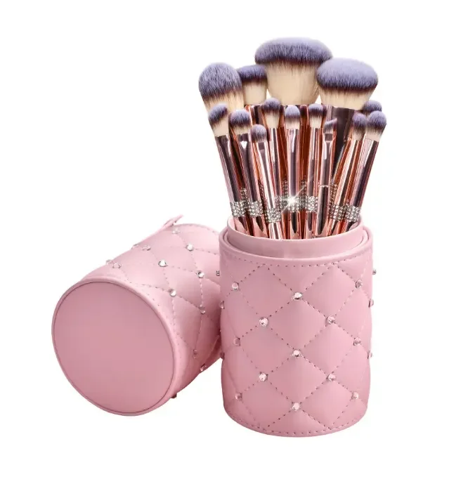 

HMU Makeup Brush Set With Shining Diamonds Case cosmeticospor Mayor Maquillage Cosmetiquera Custom Logo Makeup Set