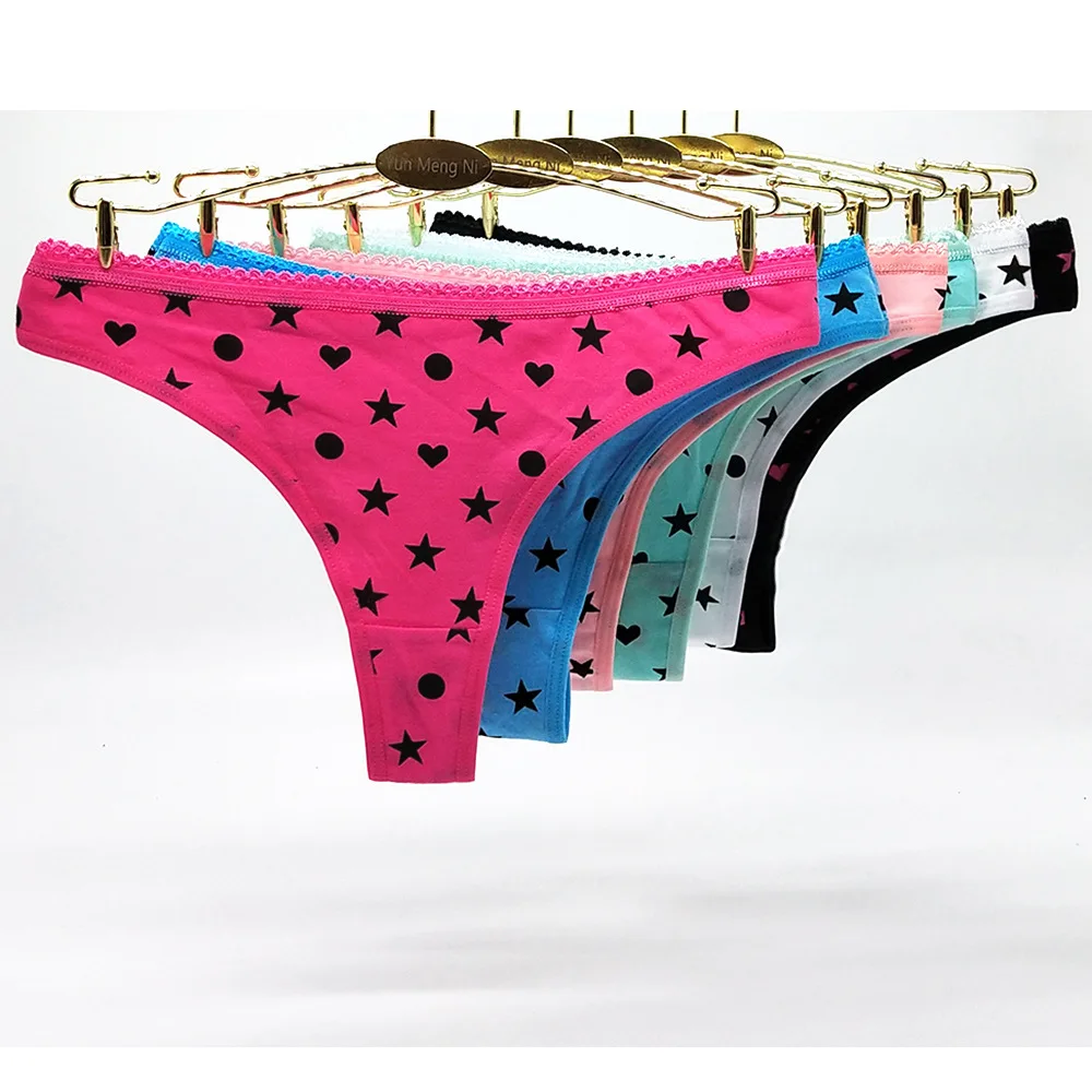 

girls rhinestone star and dot printed naughty thongs underwear, 6 colors as photo