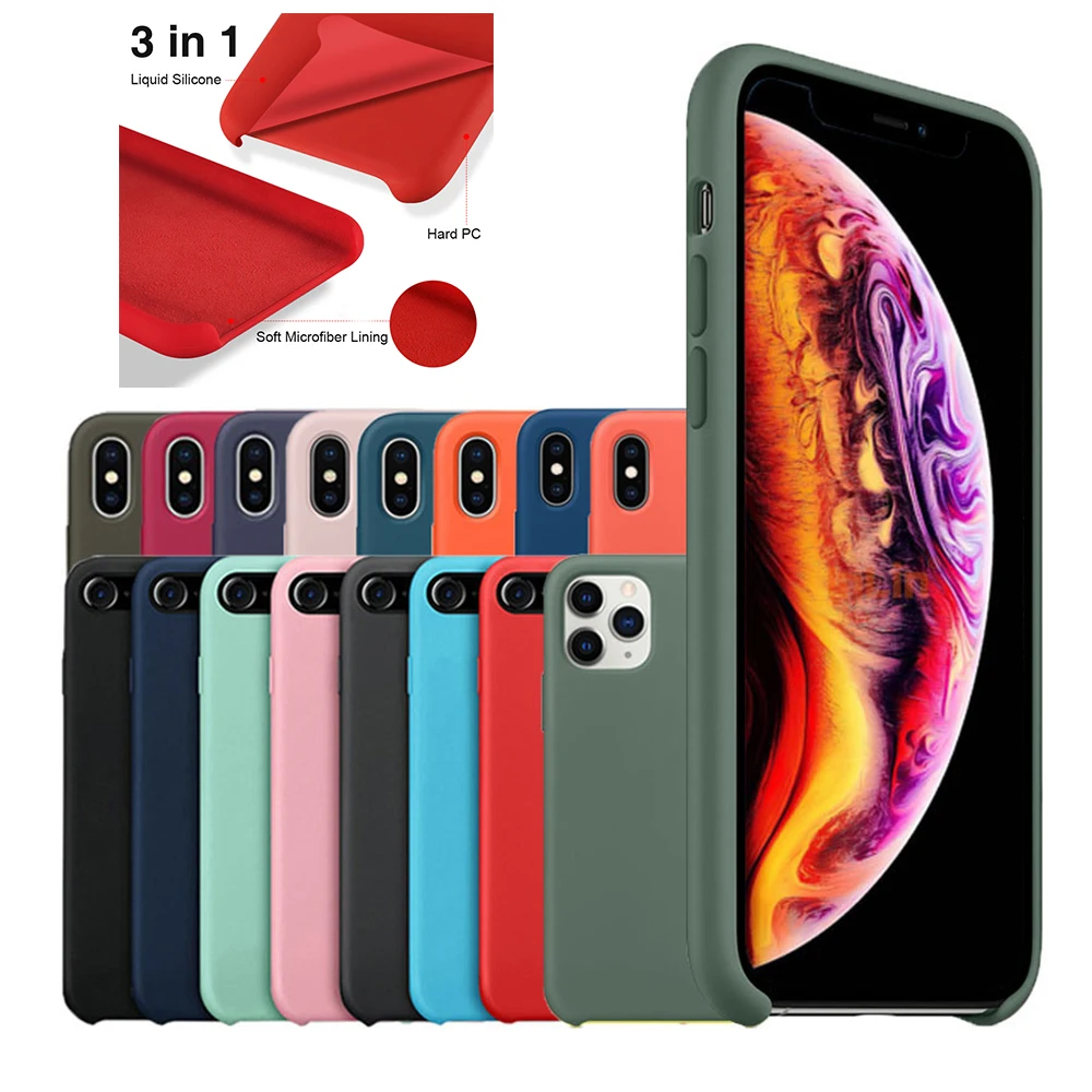 

New 68 Colors Microfiber Lining Gel Rubber Liquid Silicone Case for iPhone 12, 68 colors for option
