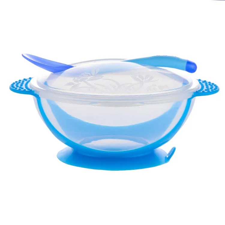 

Chinese Silicone Plastic Suction Base Baby Bowl Feeding Bowl Cutlery Sets with Spoon set