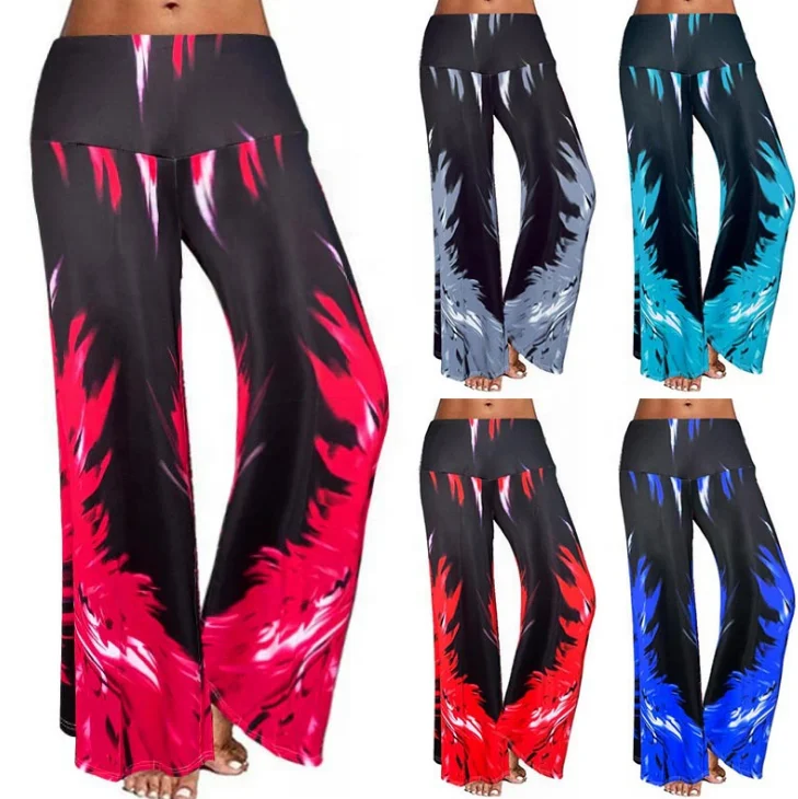

Wholesale fashion high quality polyester colorful flame print jogger sports yoga pants
